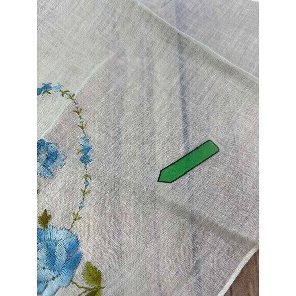 Vintage Handkerchief Embroidered Blue Flowers Switzerland Hankie Wedding - Picture 5 of 5